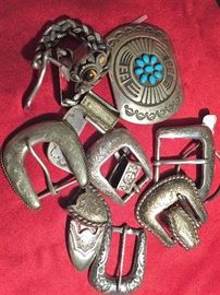  Sterling and Navajo Buckles. 