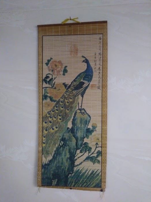 Peacock bamboo wall art.