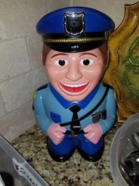 Speaking police cookie jar