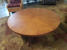 Circular Center Pedestal Coffee Table with Center Adjustment to Elevate
