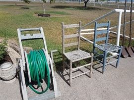 Hose on Reel, Ladder Back Chairs, Goal Post