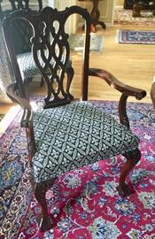 26. Ribbon Back Chippendale Beven Funnel Mahogany Dining Chairs (2 Arm, 6 Side)