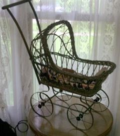 Antique Doll Size Baby Buggy