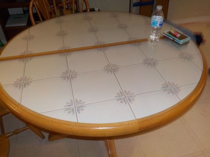 Tile Top Dining Table with leaf and 4 chairs