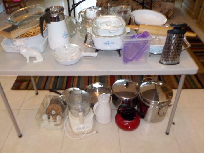 corning , kitchen aid, and great pots