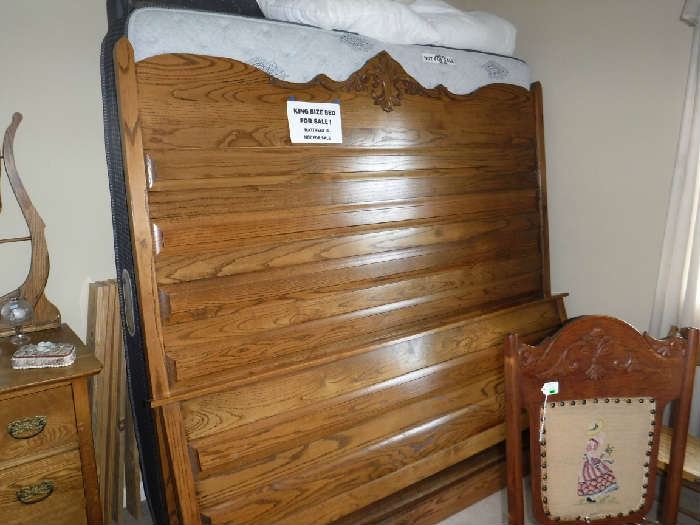 Super nice King Size Oak Bed.. mattress not included