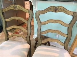 Two of Four Painted Chairs w/Matching Table