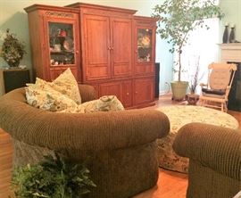 Sofa, Matching Love Seat, Large Round Ottoman, Large Entertainment Center, Rocker, More