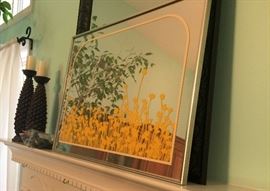 Painted Mirror, PineCone Candlesticks