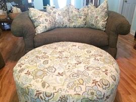 Another View of Sofa, Matching Love Seat, Large Round Ottoman