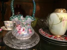 Fenton 90th Anniversary Signed  Ruffled, Hand-painted Basket, 