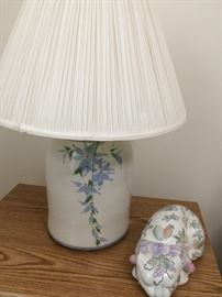 One of a Pair of Table Lamps, Decorative Cat Figurine