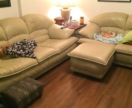 Leather Sofa, Love Seat, Ottoman, Matching Chair Pictured Separately.  Adorable Dog Not for Sale!