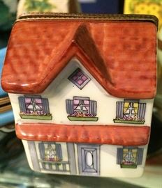 Limoges France Trinket Box House w/doll