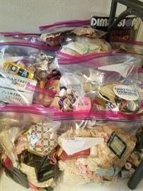 bags of sewing, lace, etc
