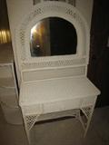 Wicker vanity and mirror