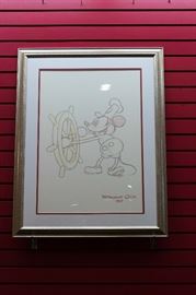 Steamboat Willie 1928 (Mickey Mouse) large framed drawing.  Doing research on this - have not found a 'poster' like this - still researching!