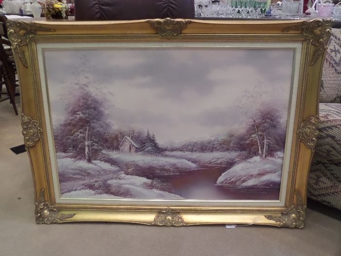 We have several pieces of beautiful art work in this sale!  Many VERY NICE frames.