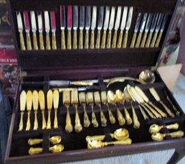 sHEFFIELD PLATED LARGE SERVICE $100 ----CHEST FOR FLATWARE $100