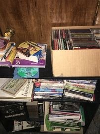 Lots of CDs, DVDs, audio books, collectible books and other media. Several items not pictured. 