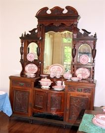 Monumental Antique English Etagere / Breakfront China Cabinet