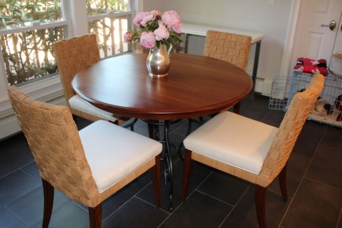 Round Wood Table with 4 Chairs 