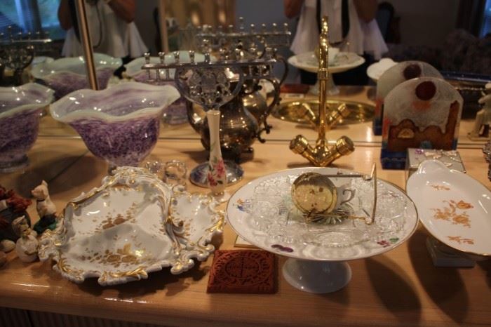 Assorted Serving Pieces and Menorah