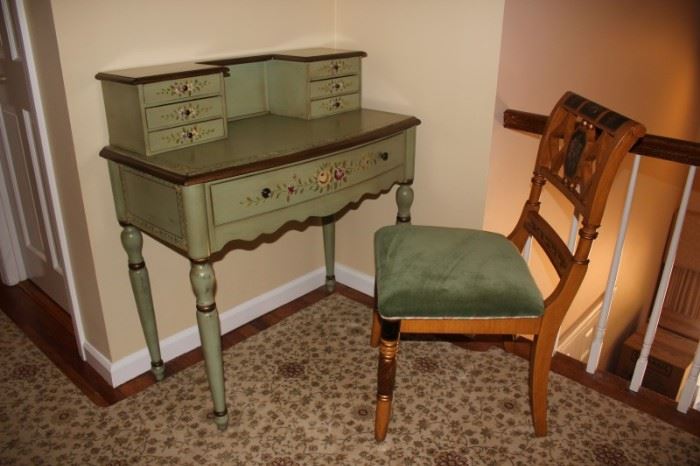 Stenciled Writing Desk and Chair