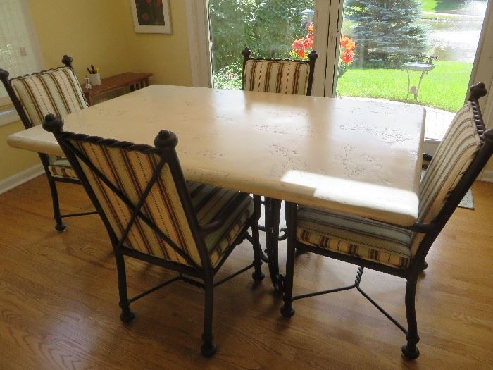  STONE TOP TABLE & CHAIRS
