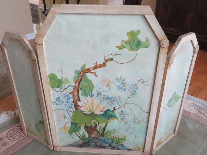 VINTAGE HAND PAINTED FIREPLACE SCREEN
