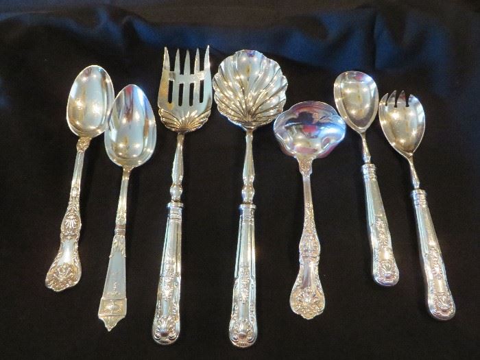 KING GEORGE STERLING SILVER SERVING PCS - 7 PICTURED 