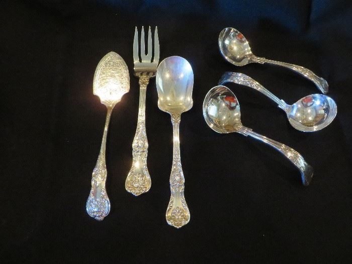 KING GEORGE STERLING SILVER SERVING PIECES- 6 PICTURED