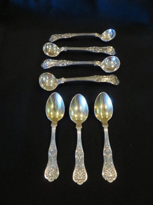 KING GEORGE STERLING SILVER- SMALL SPOONS 7 PICTURED