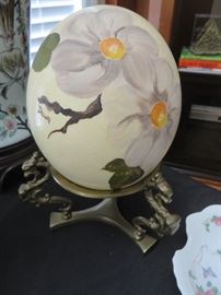 HAND PAINTED OSTRICH EGG WITH STAND
