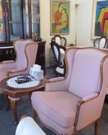 pair wing chairs