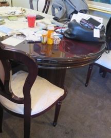Italian black lacquer dining room table 8 chairs and breakfront
