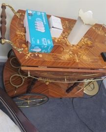 Italian inlayed rolling tea cart 