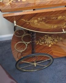 Italian inlayed rolling tea cart 