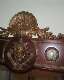 French Louis XIV Rococo style carved, painted and gilded console table with matching mirror 