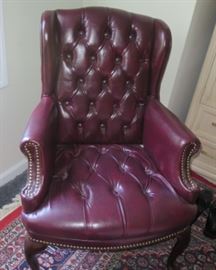 Pair Chesterfield leather chairs 