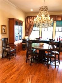 Barley twist chairs and the Rustic round mission style dining table