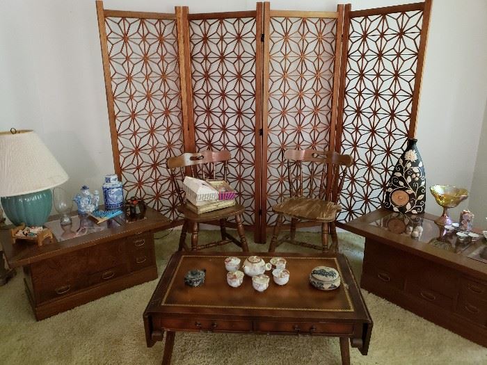 Teak screen and japanese tables