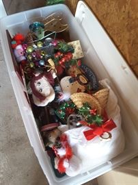 Boxes of Christmas decorations