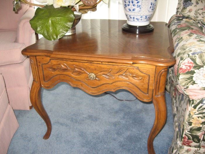 One of Two Drexel End Table, Matching Lamps...
