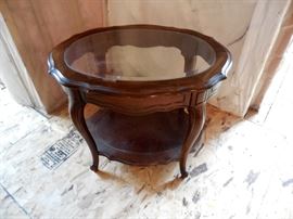 Glass top oval table