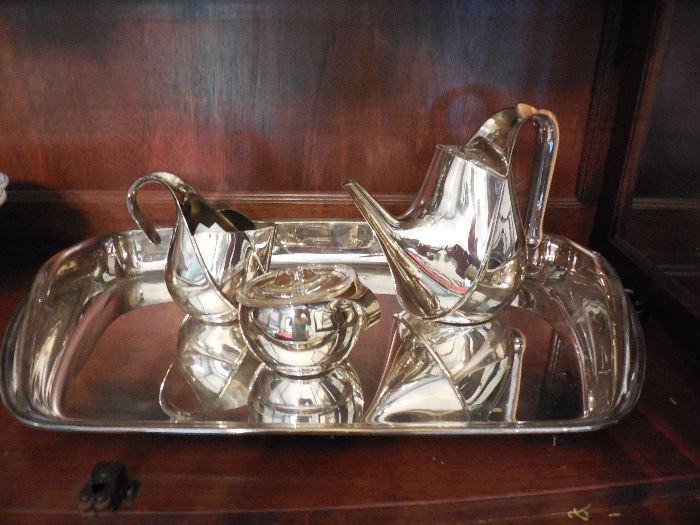 Deco silver plate tea set