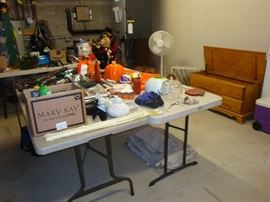 halloween & Christmas decor, cedar chest, climbing ropes and equiptment