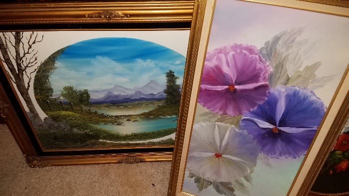 100+ large selection artwork-oils, prints, watercolors, pencils. Also local artists