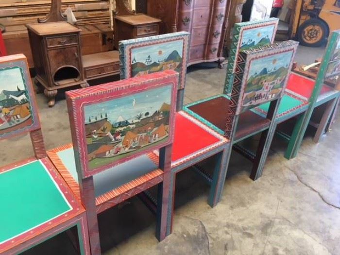 hand painted central american chairs