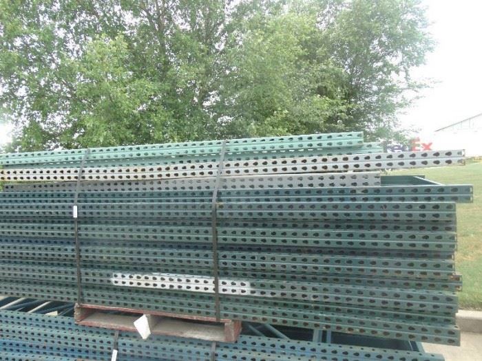 (14) pallet rack uprights- 10 ft tall x 42" wide